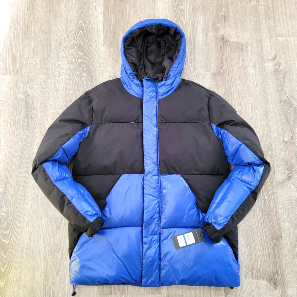 BRAND NEW Guess Colorblock Black/ Blue Puffer Coat Men's Size XL